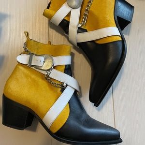 Top Shop Yellow Suede and Black Leather Boots
